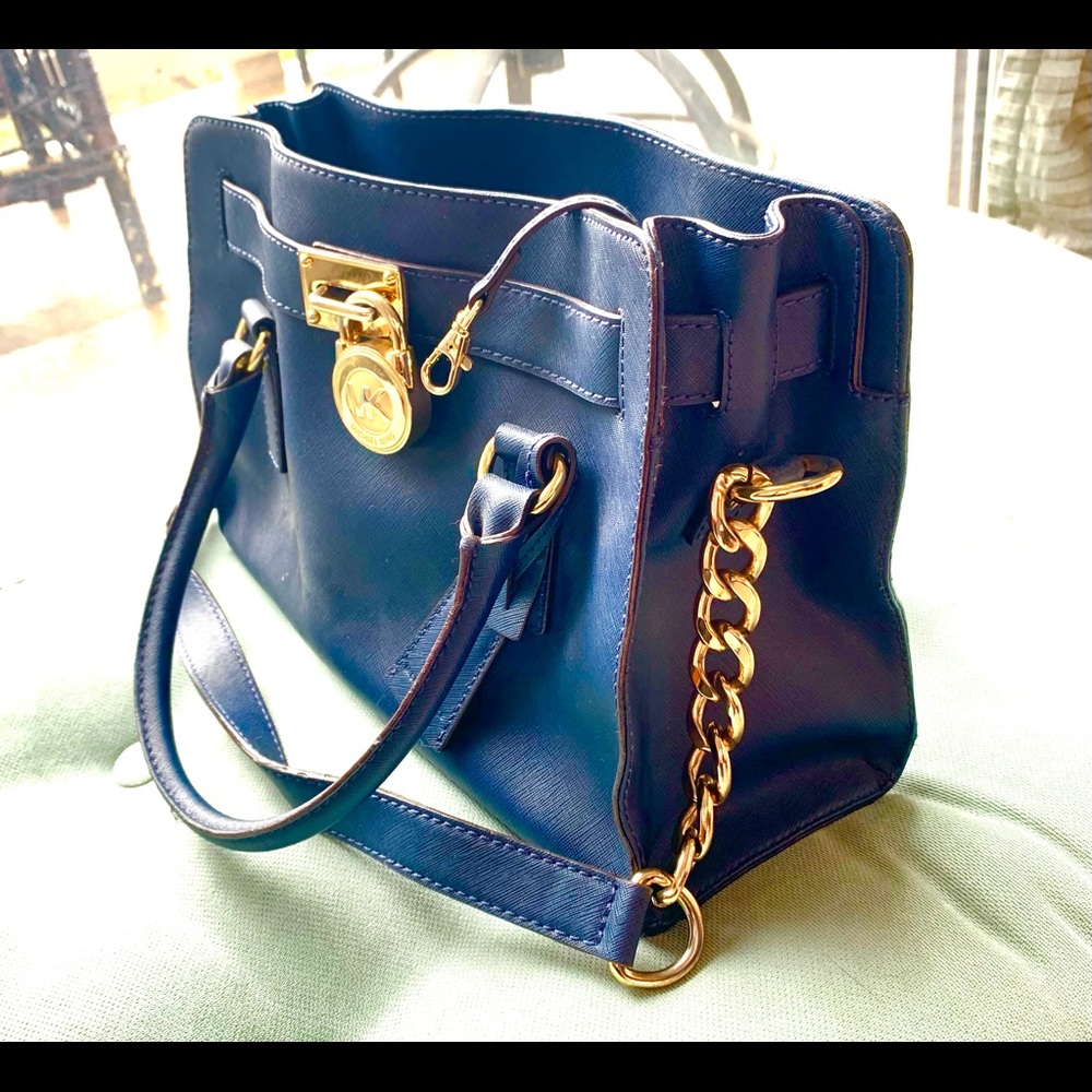 MICHAEL KORS PURSE NAVY BLUE SATCHEL SHOULDER AND DEMI